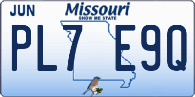 MO license plate PL7E9Q