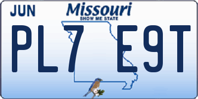 MO license plate PL7E9T