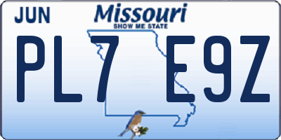 MO license plate PL7E9Z
