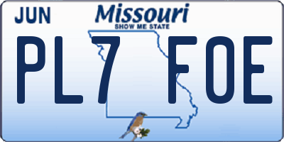 MO license plate PL7F0E