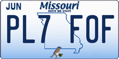 MO license plate PL7F0F