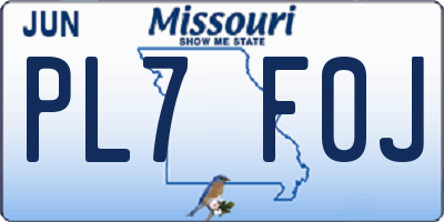 MO license plate PL7F0J