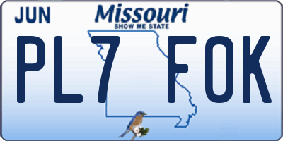 MO license plate PL7F0K