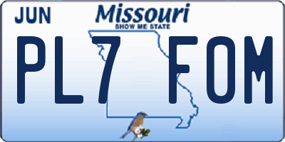 MO license plate PL7F0M