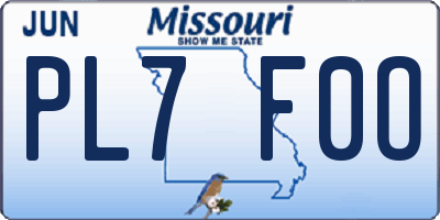 MO license plate PL7F0O