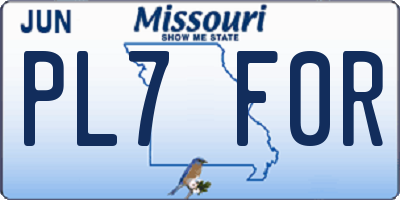 MO license plate PL7F0R