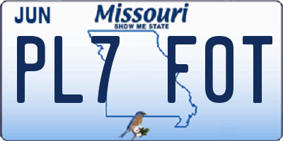 MO license plate PL7F0T