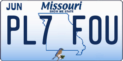 MO license plate PL7F0U