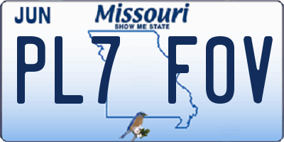 MO license plate PL7F0V