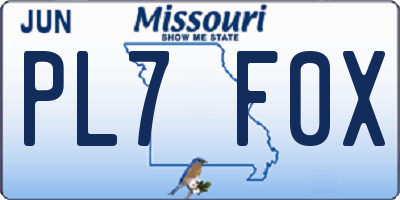 MO license plate PL7F0X
