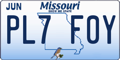MO license plate PL7F0Y