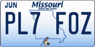 MO license plate PL7F0Z