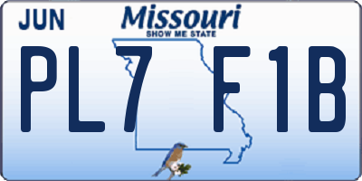 MO license plate PL7F1B