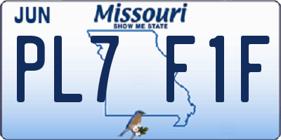 MO license plate PL7F1F