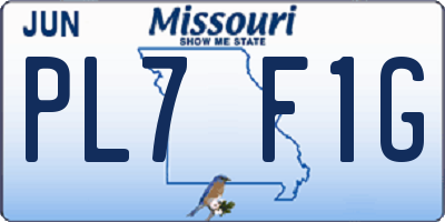MO license plate PL7F1G