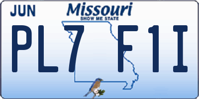 MO license plate PL7F1I