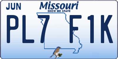 MO license plate PL7F1K