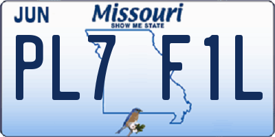 MO license plate PL7F1L