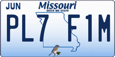 MO license plate PL7F1M