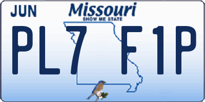 MO license plate PL7F1P