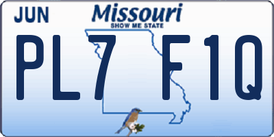 MO license plate PL7F1Q