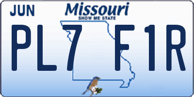 MO license plate PL7F1R