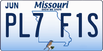 MO license plate PL7F1S