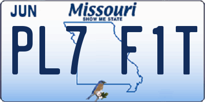 MO license plate PL7F1T