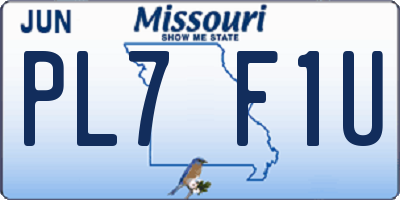 MO license plate PL7F1U
