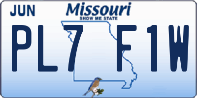 MO license plate PL7F1W