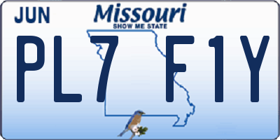 MO license plate PL7F1Y