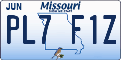 MO license plate PL7F1Z