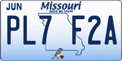 MO license plate PL7F2A