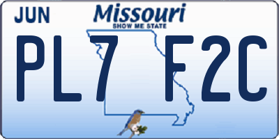 MO license plate PL7F2C