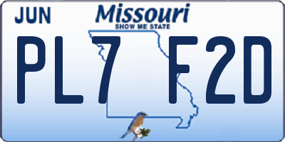 MO license plate PL7F2D