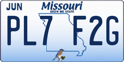 MO license plate PL7F2G