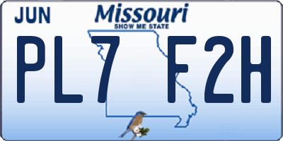 MO license plate PL7F2H