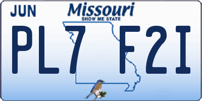 MO license plate PL7F2I