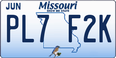 MO license plate PL7F2K