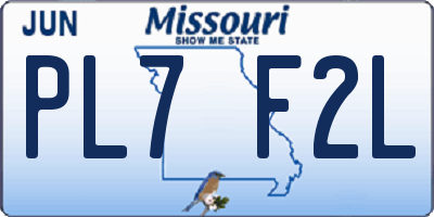 MO license plate PL7F2L