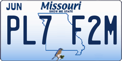 MO license plate PL7F2M