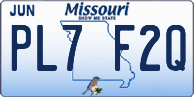 MO license plate PL7F2Q