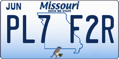 MO license plate PL7F2R