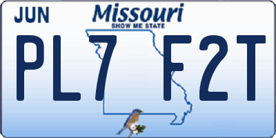 MO license plate PL7F2T