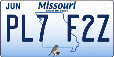 MO license plate PL7F2Z