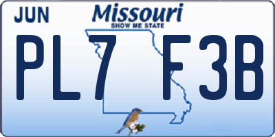 MO license plate PL7F3B