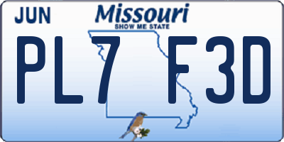 MO license plate PL7F3D
