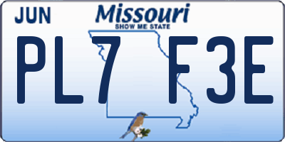 MO license plate PL7F3E