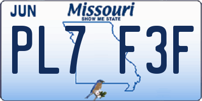 MO license plate PL7F3F