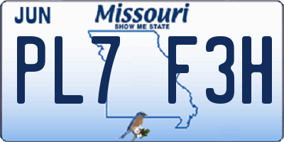 MO license plate PL7F3H